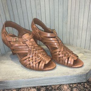 Tory Burch Brown Woven Leather Heel
